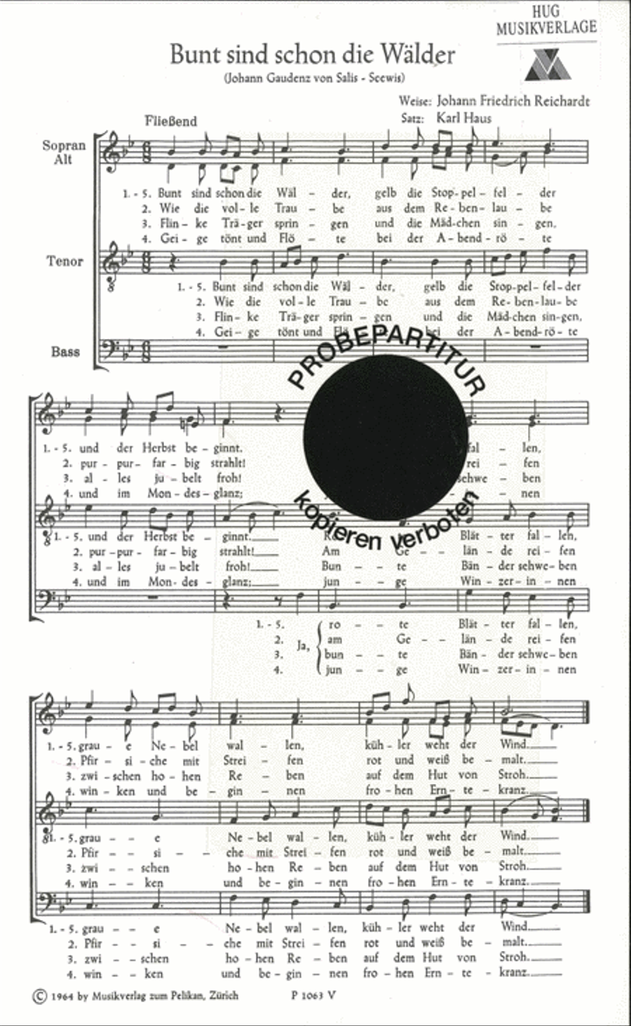 Bunt sind schon die Walder Choir scores gallery preview page 1