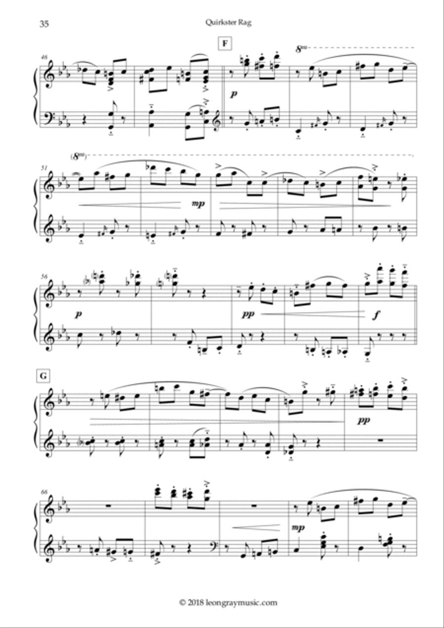 Quirkster Rag (No.14), Dottystripe Lane © 2019 Leon Gray Piano Solo scores gallery preview page 4