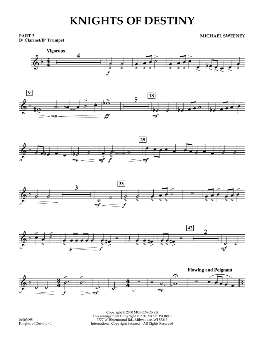 Knights Of Destiny - Pt.2 - Bb Clarinet/Bb Trumpet Concert Band scores gallery preview page 1