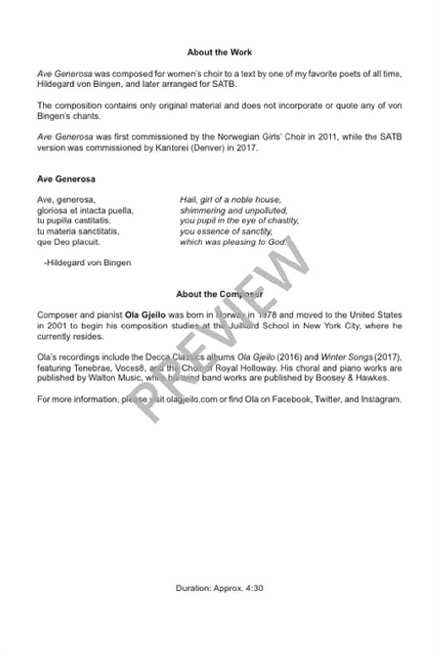 Ave Generosa (SATB) Divisi scores gallery preview page 3