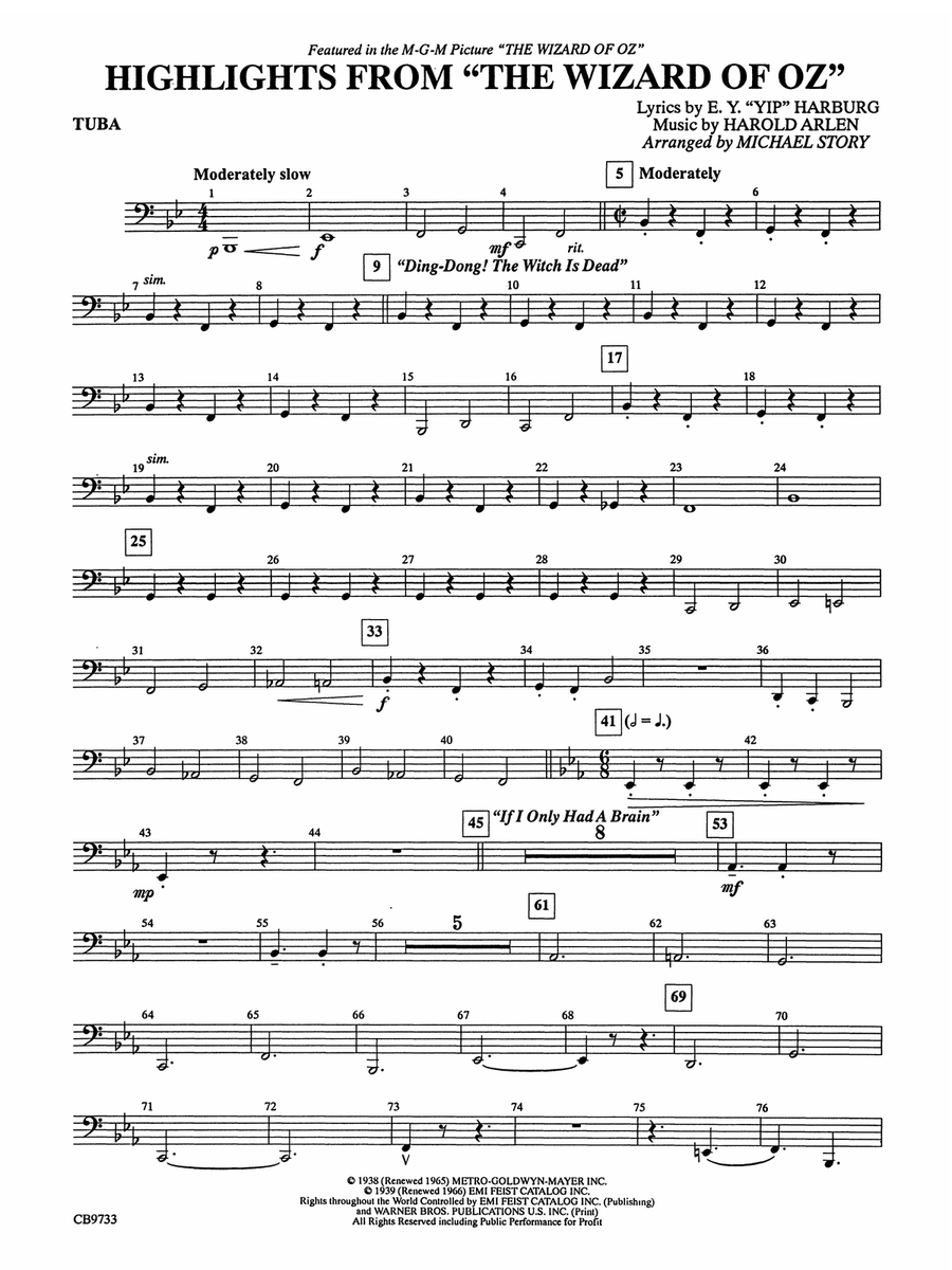 The Wizard of Oz, Highlights from: Tuba