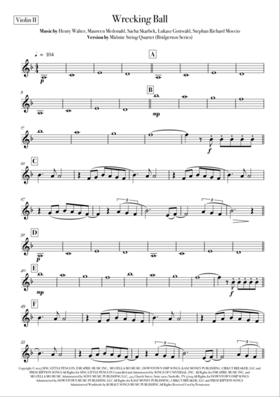 Wrecking Ball String Quartet scores gallery preview page 3