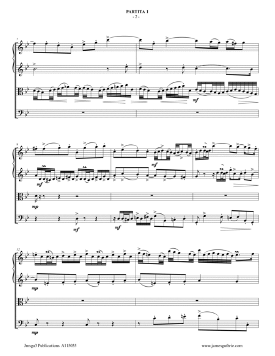 BACH: 6 Partitas Complete BWV 825-830 for String Quartet String Quartet scores gallery preview page 2