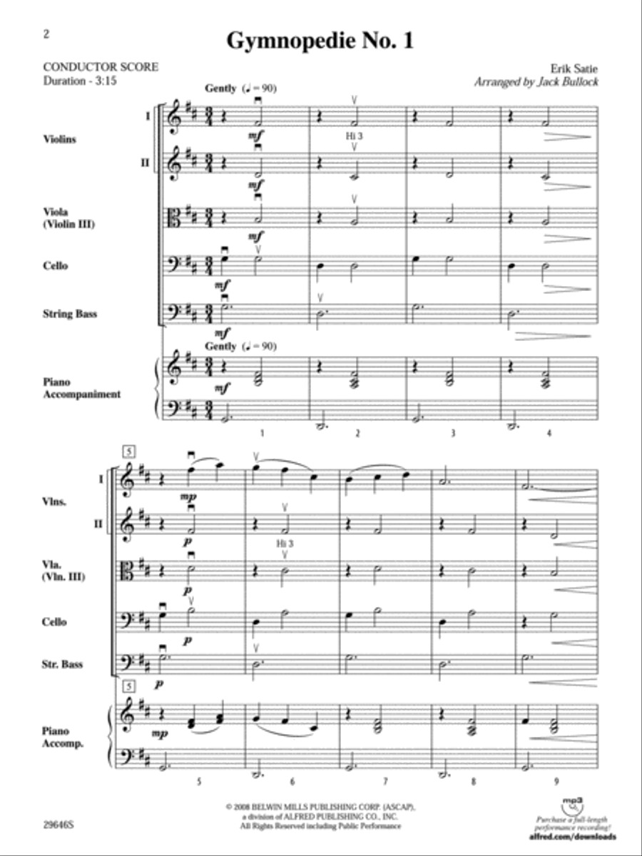 Gymnopedie No. 1 String Orchestra scores gallery preview page 2