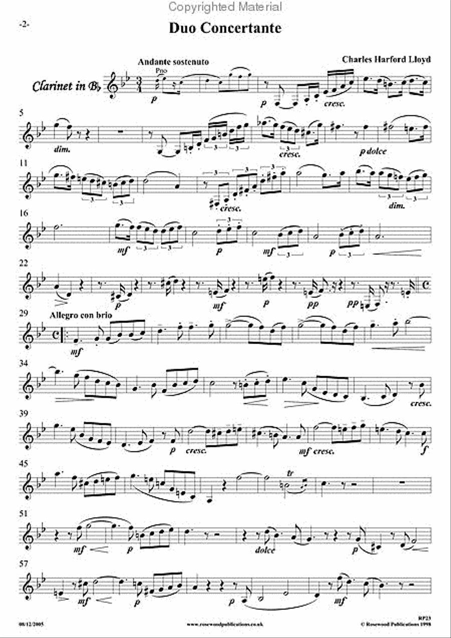 Duo Concertante Duo Concertante Clarinet Solo scores gallery preview page 3