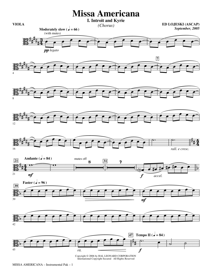 Missa Americana - Viola Choir scores gallery preview page 1