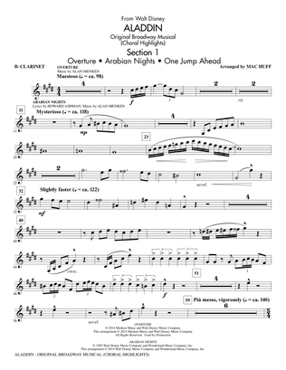 Aladdin (Choral Highlights) (from Aladdin: The Broadway Musical) (arr. Mac Huff) - Clarinet