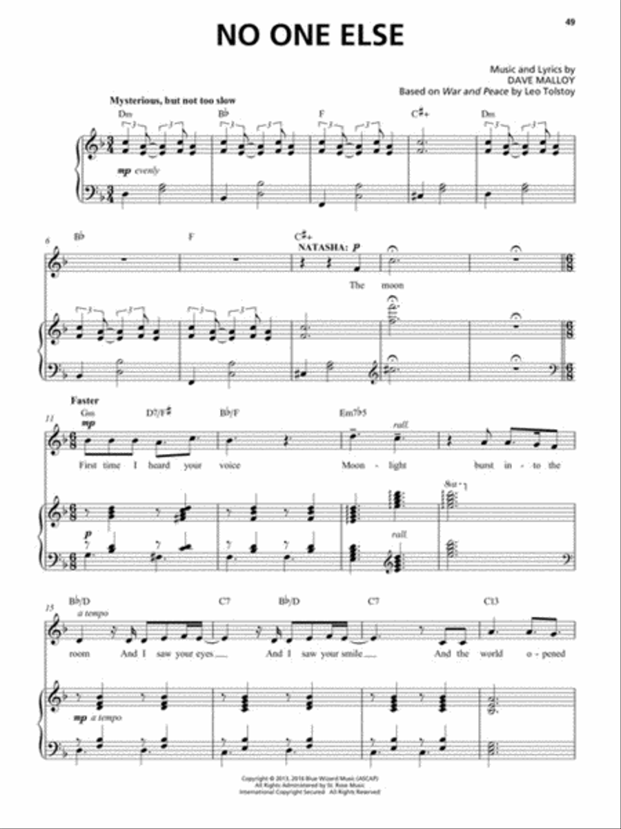 Natasha, Pierre & The Great Comet of 1812 Piano, Vocal scores gallery preview page 6