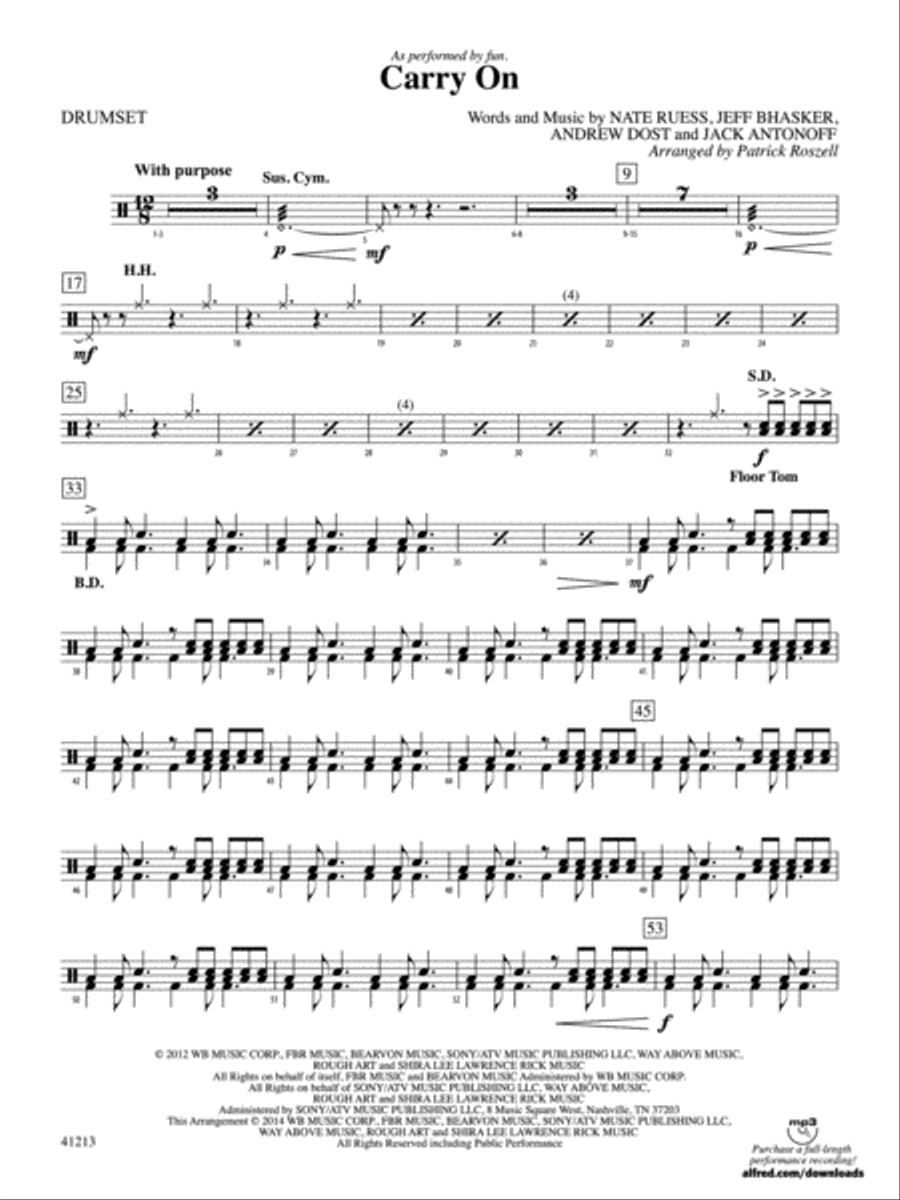 Carry On: Drums String Orchestra scores gallery preview page 1