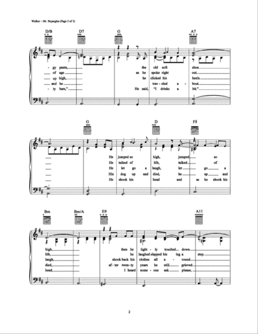 Mr. Bojangles Piano, Vocal, Guitar scores gallery preview page 2