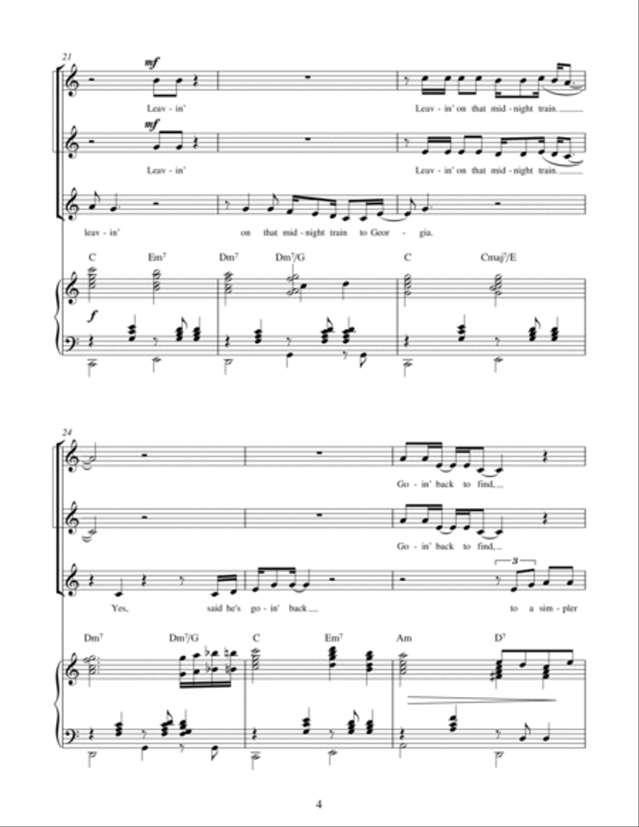 Midnight Train to Georgia (arr. Berty Rice) SSA scores gallery preview page 4