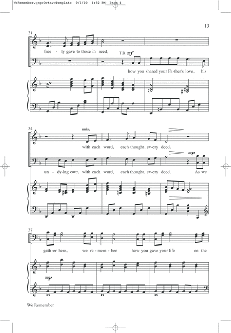 We Remember Calvary (SATB) 4-Part scores gallery preview page 15
