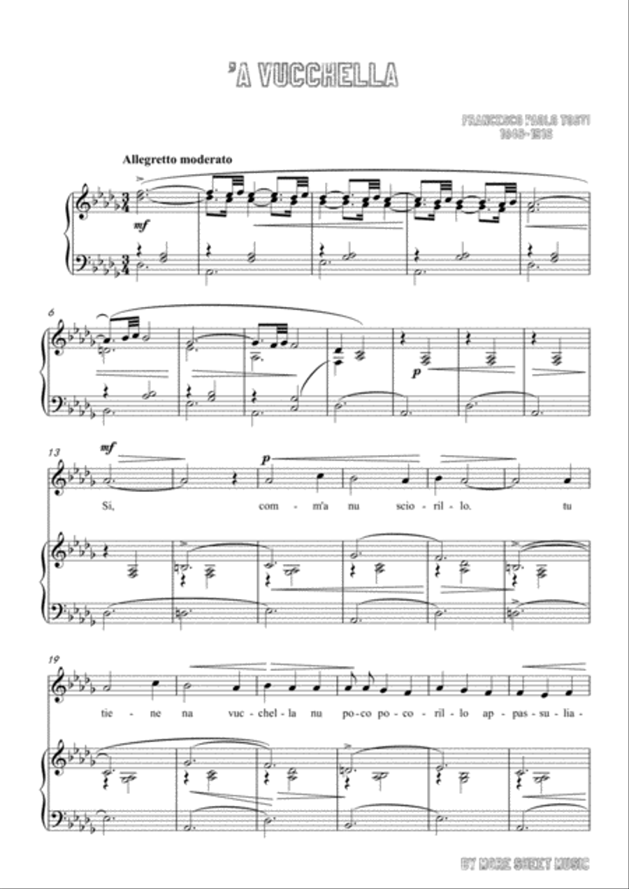 Tosti-'A Vucchella in D flat Major,for Voice and Piano Voice Solo scores gallery preview page 3