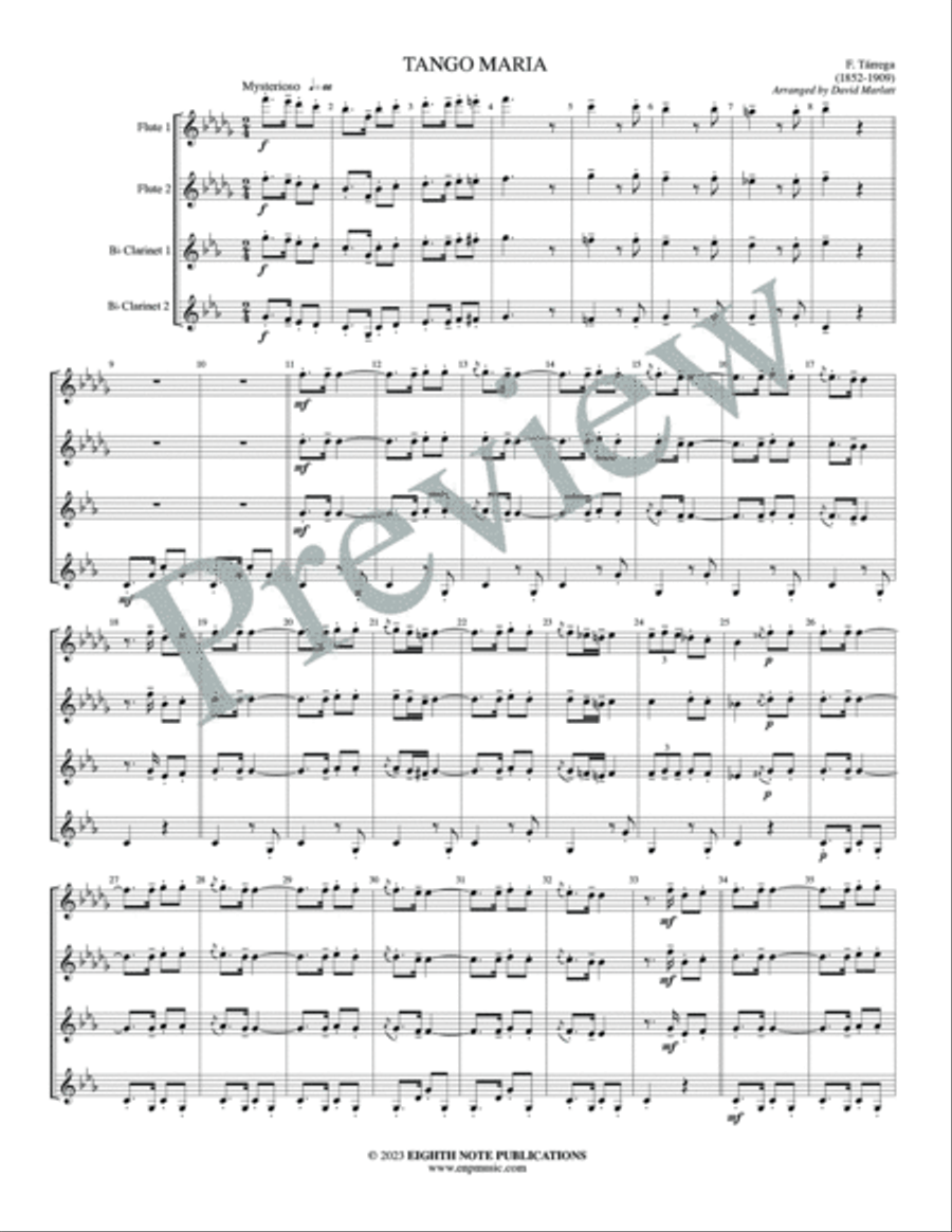 Tango Maria Tango Maria Woodwind Quartet scores gallery preview page 3