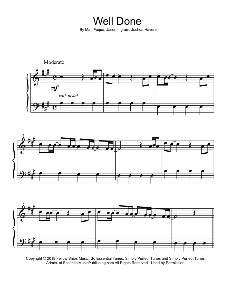Well Done Well Done Piano Solo scores gallery preview page 1