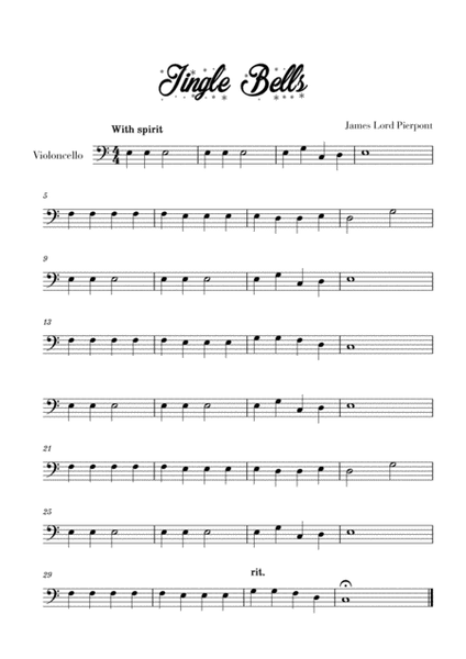 Jingle Bells - Easy/Beginner (for Cello) image number null