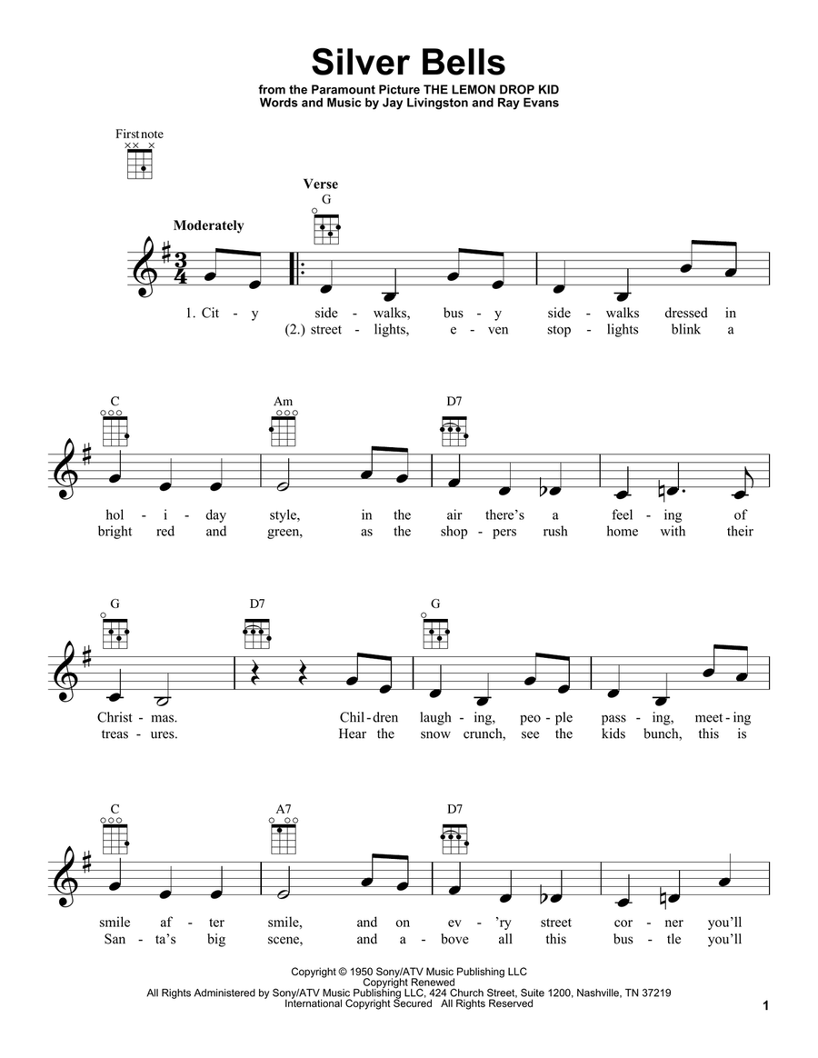 Silver Bells Ukulele scores gallery preview page 1
