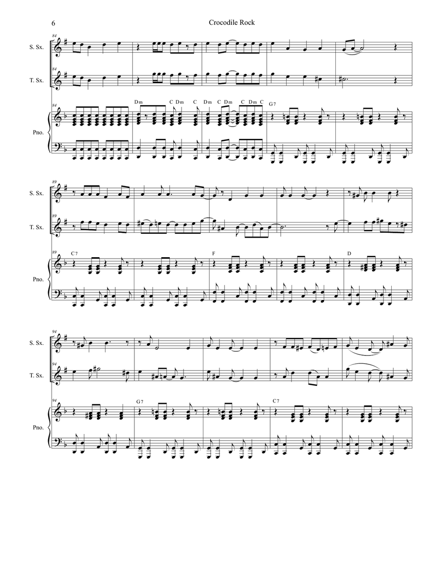 Crocodile Rock Woodwind Duet scores gallery preview page 6