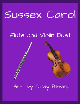 Book cover for Sussex Carol, for Flute and Violin