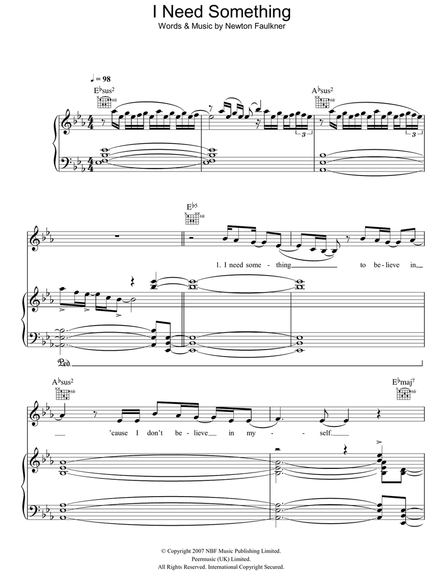 I Need Something Piano, Vocal, Guitar scores gallery preview page 1