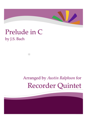 Book cover for Prelude in C major, BWV 870a - recorder quintet