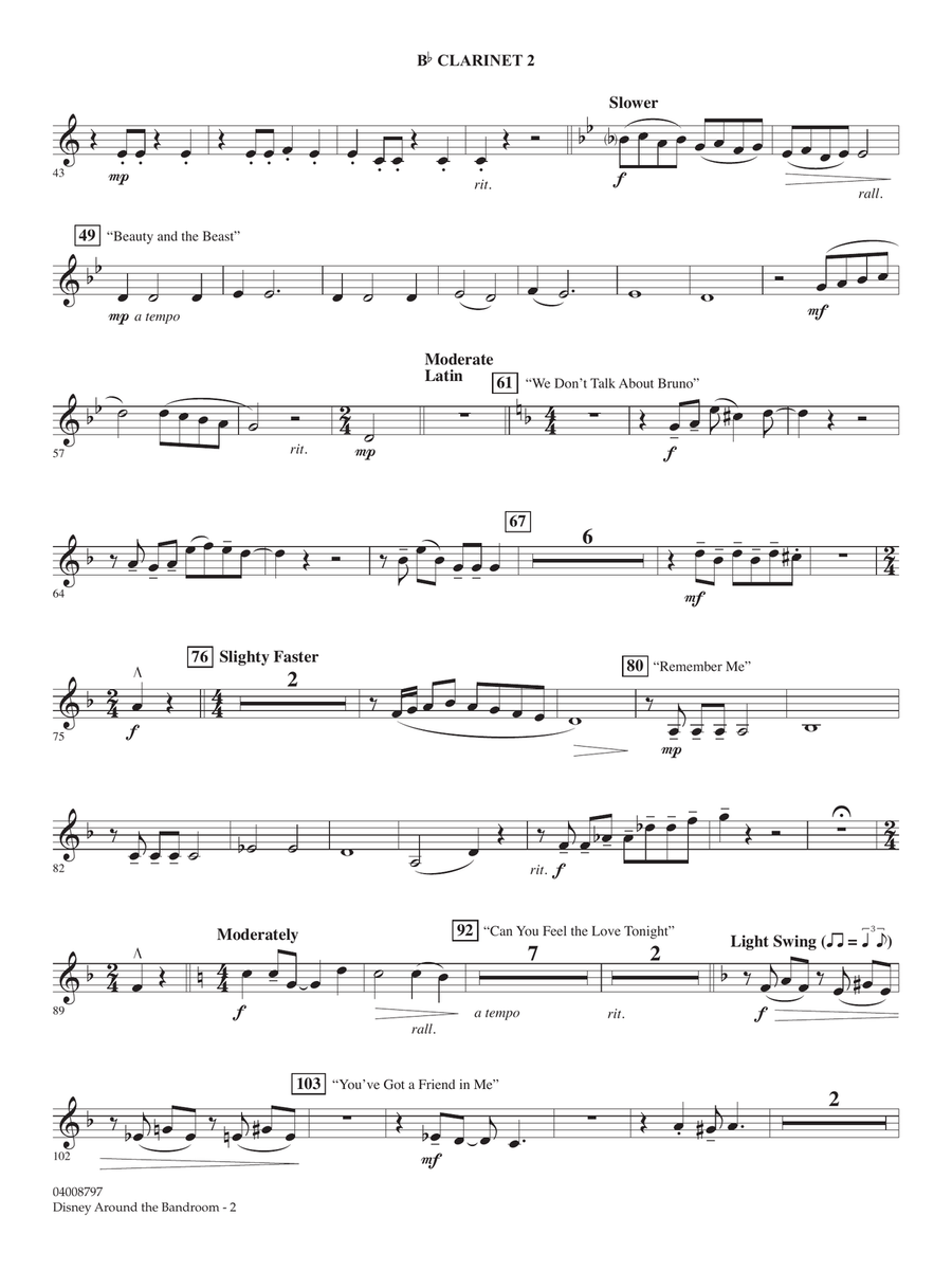 Disney Around the Bandroom - Bb Clarinet 2 Concert Band scores gallery preview page 2