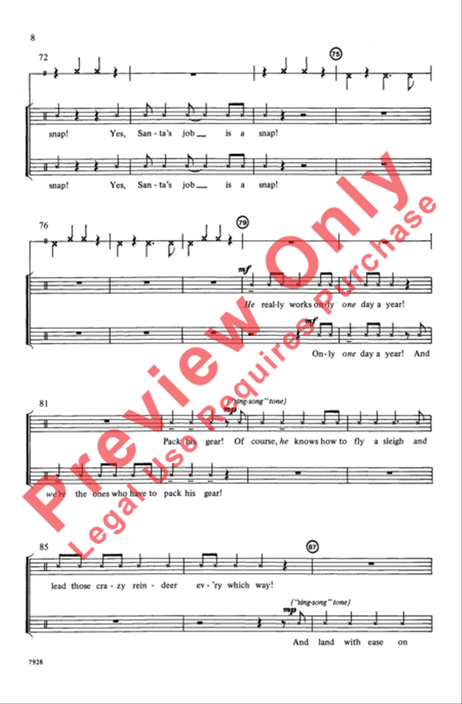 Santa's Job Is a Snap! (The Elves' Rap) 2-Part scores gallery preview page 8