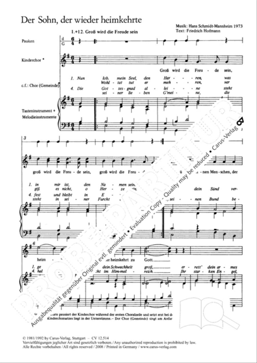 Der Sohn, der wieder heimkehrte 2-Part scores gallery preview page 3