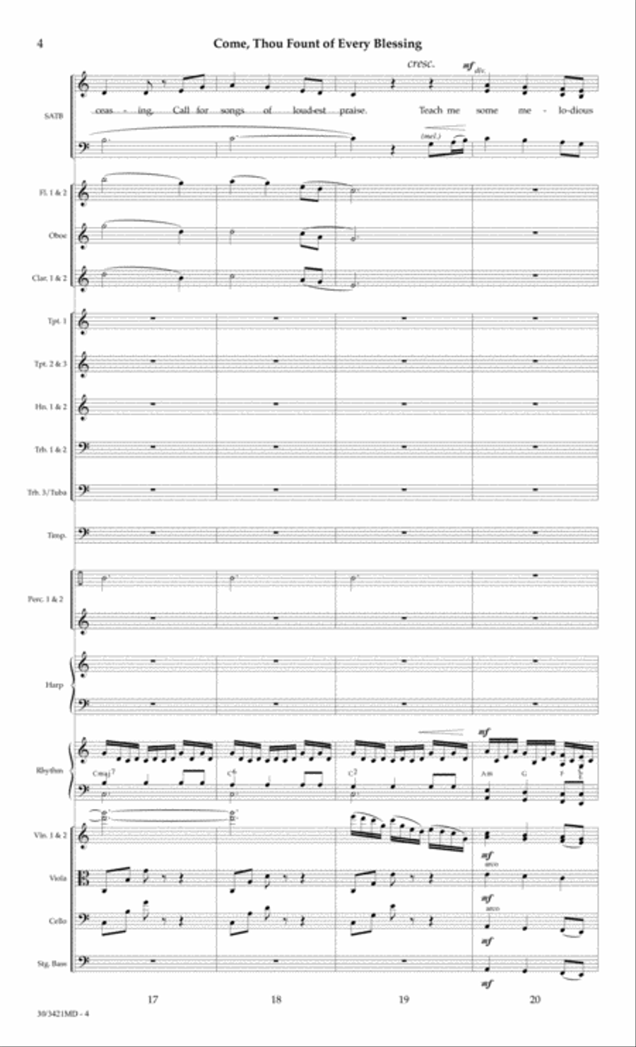 Come, Thou Fount of Every Blessing - Orchestral Score and Parts Choir scores gallery preview page 7