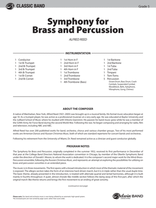 Book cover for Symphony for Brass and Percussion: Score
