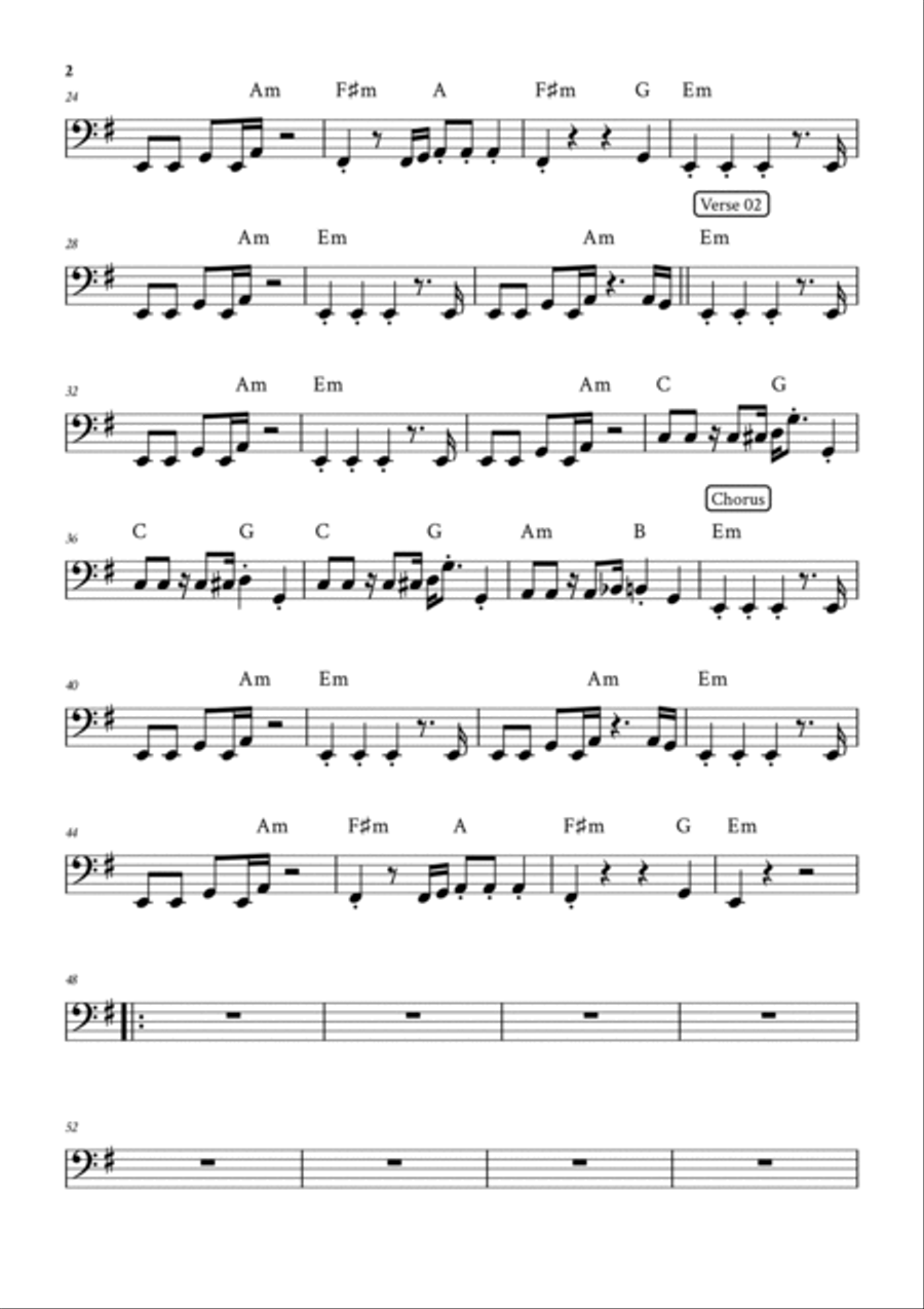 Another One Bites The Dust Bass Guitar scores gallery preview page 2