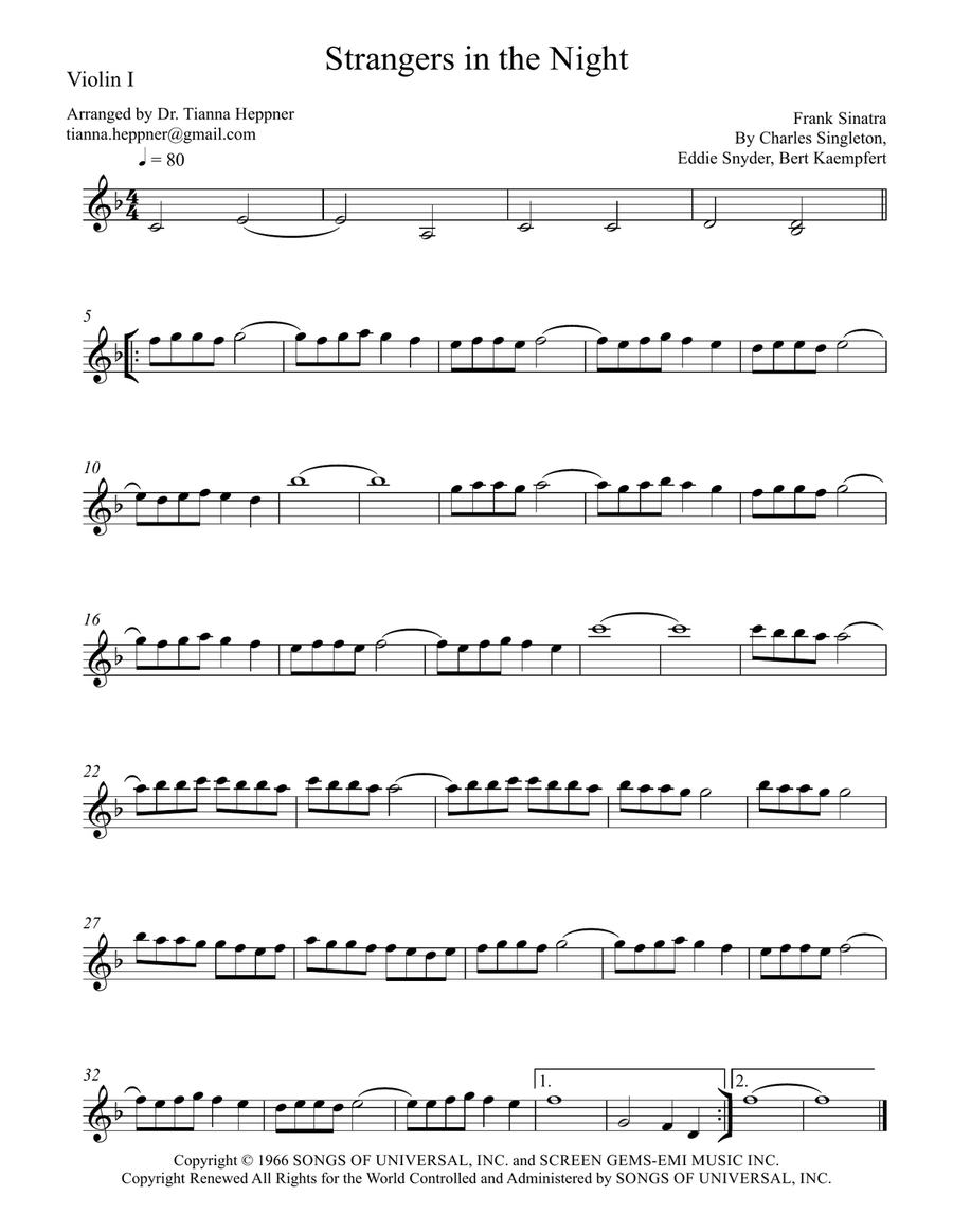 Strangers In The Night String Quartet scores gallery preview page 4
