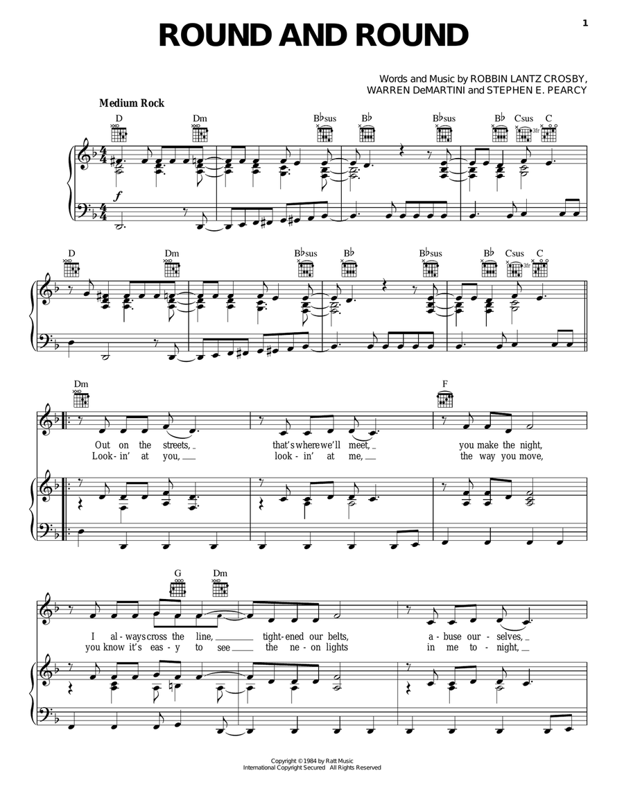 Round And Round Piano, Vocal, Guitar scores gallery preview page 1