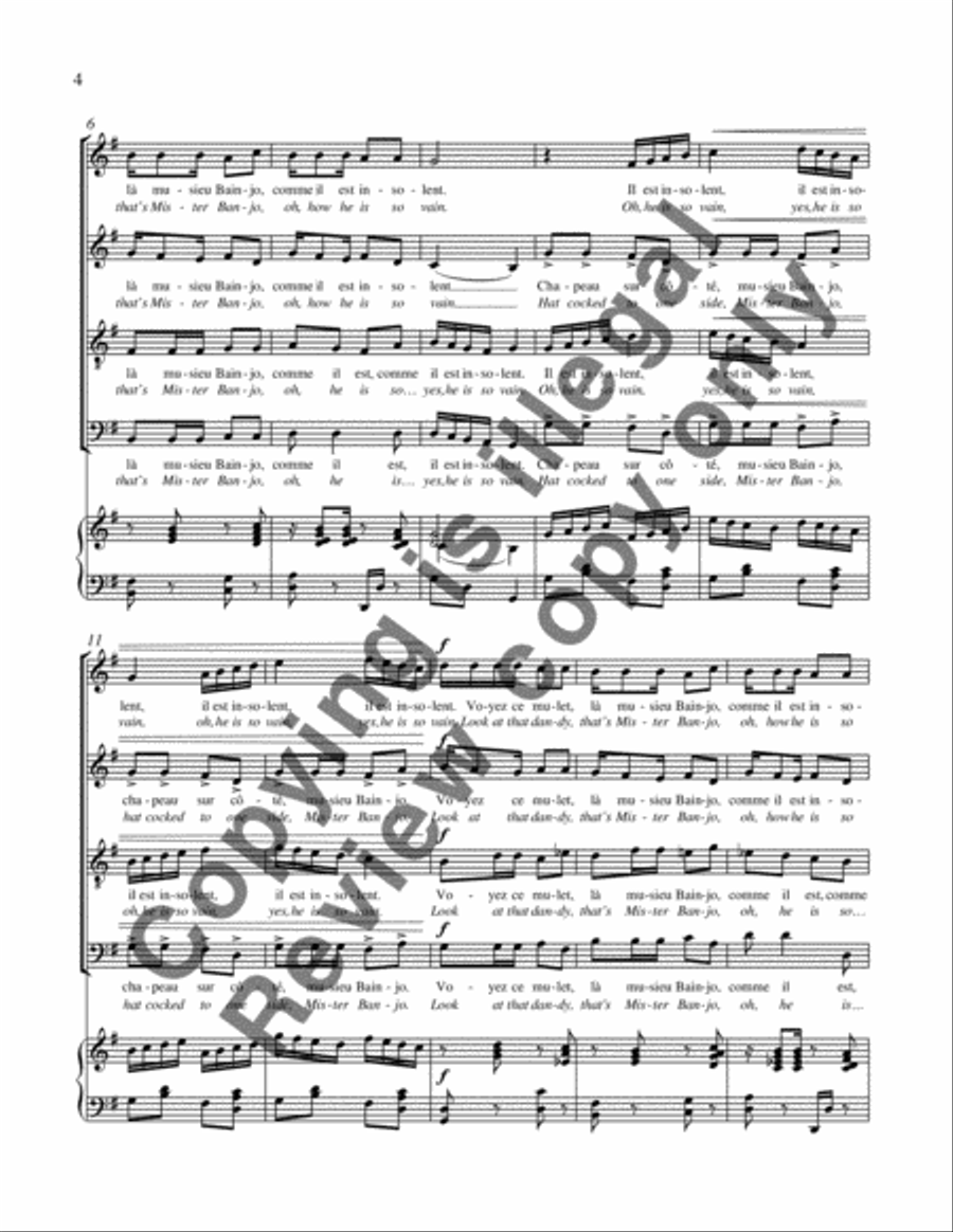 Four Louisiana Creole Folk Songs: 2. Musieu Bainjo 4-Part scores gallery preview page 4