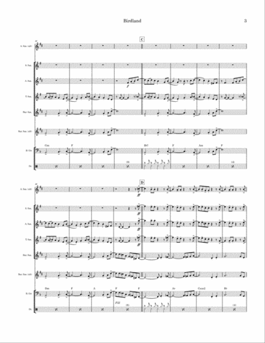 Birdland Saxophone Quartet scores gallery preview page 3