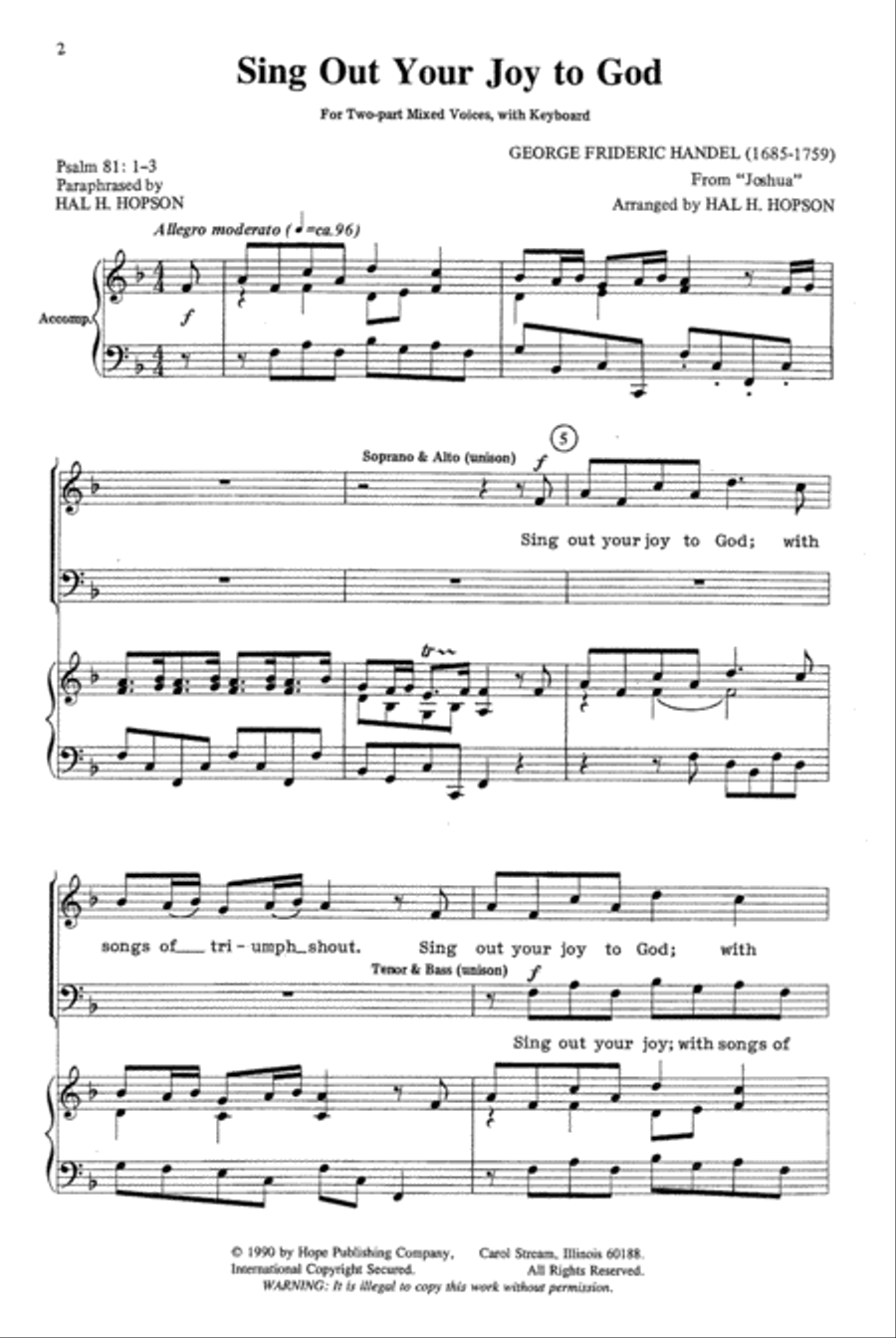 Sing Out Your Joy to God 2-Part scores gallery preview page 2