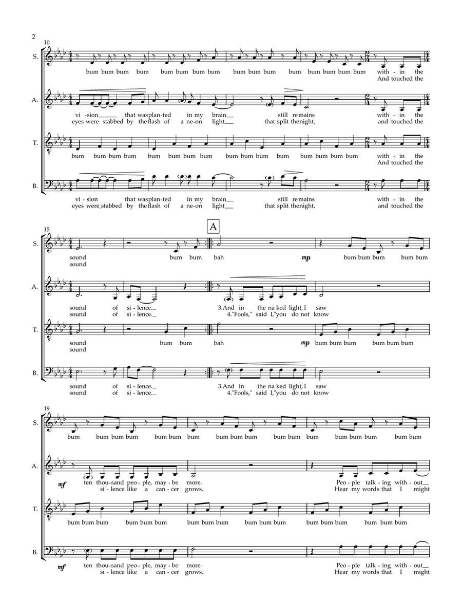 The Sound Of Silence 4-Part scores gallery preview page 3