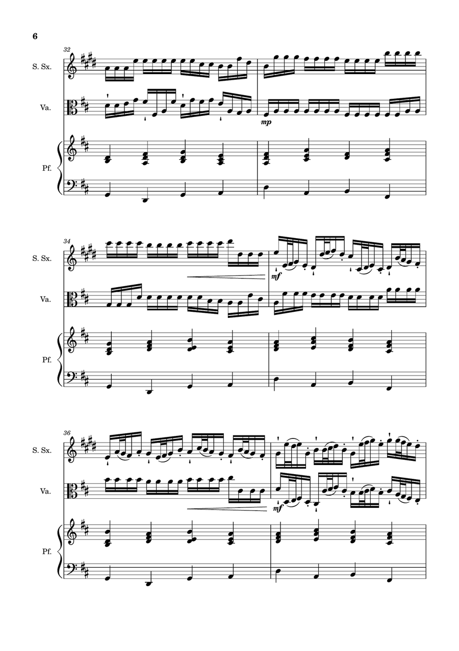 Canon in D for Soprano Sax, Viola, and Piano. Score and Parts. Chamber Music scores gallery preview page 6