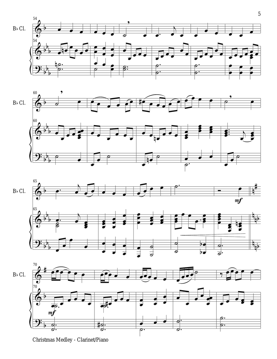 CHRISTMAS JOY MEDLEY (Bb Clarinet/Piano and Clar Part) B-Flat Clarinet scores gallery preview page 5