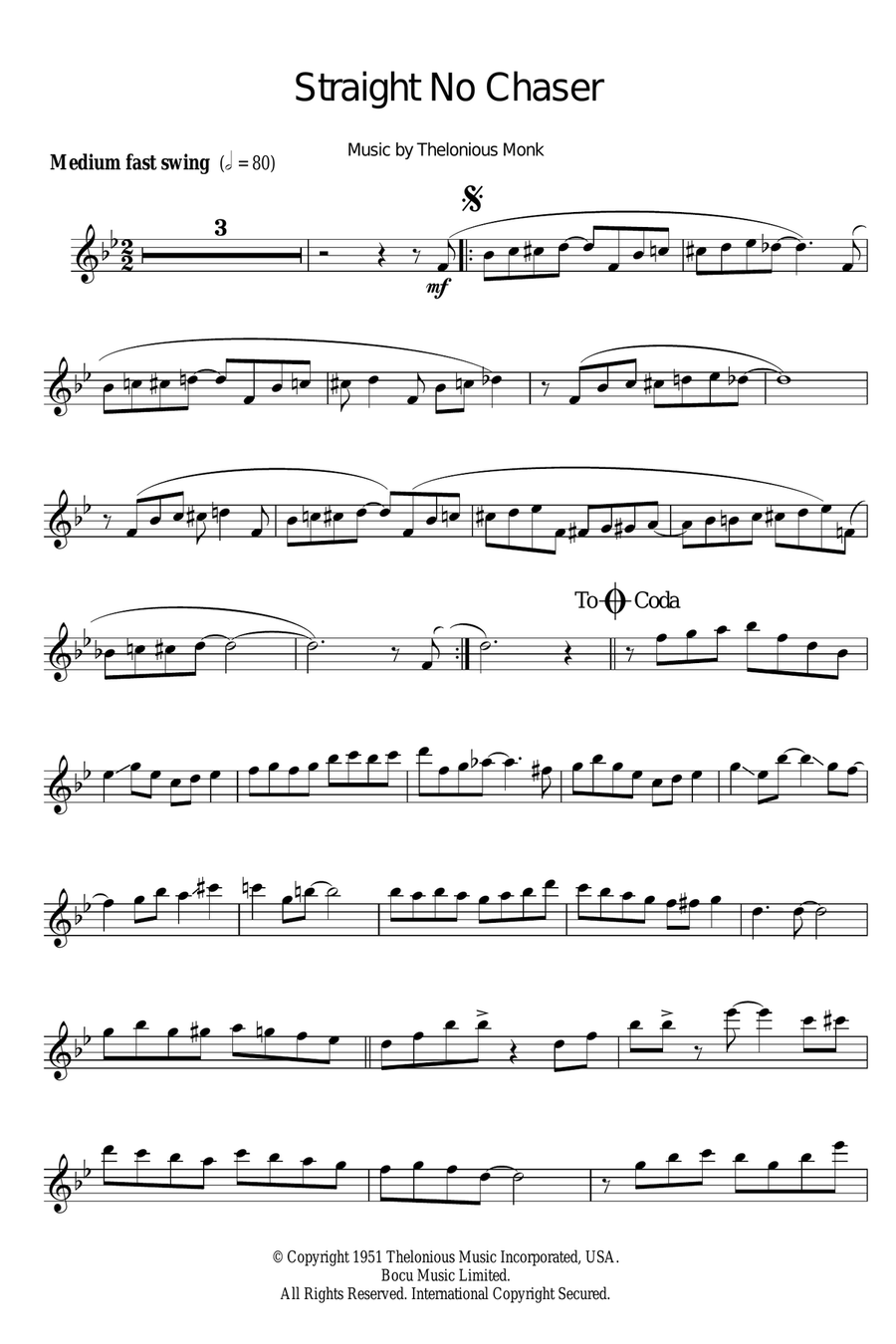 Straight No Chaser Straight No Chaser Flute Solo scores gallery preview page 1