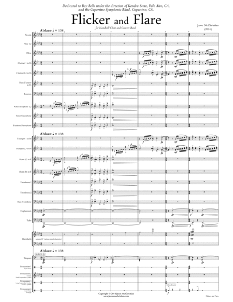 Flicker and Flare - for Handbell Choir and Concert Band Concert Band scores gallery preview page 5
