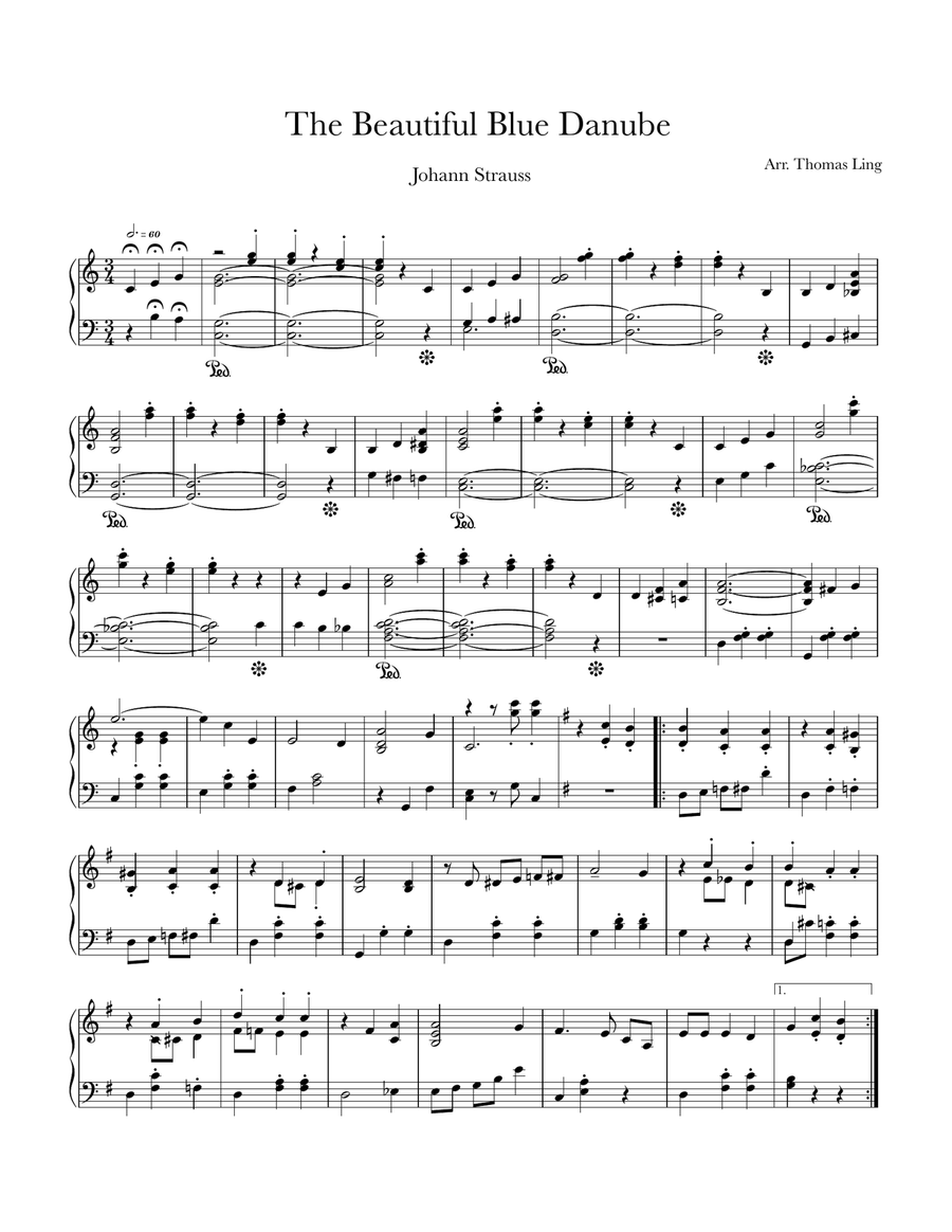 THE BEAUTIFUL BLUE DANUBE Easy Piano scores gallery preview page 1