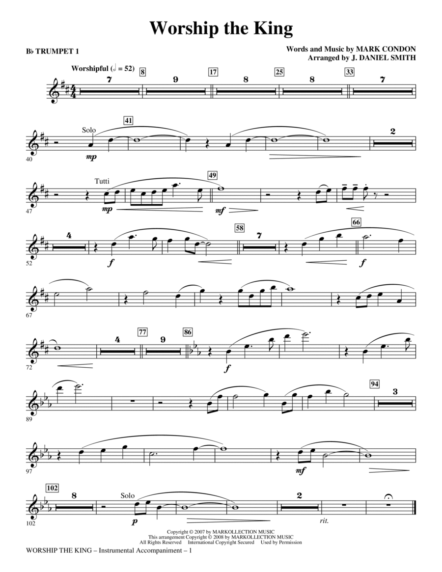 Worship the King (arr. J. Daniel Smith) - Bb Trumpet 1