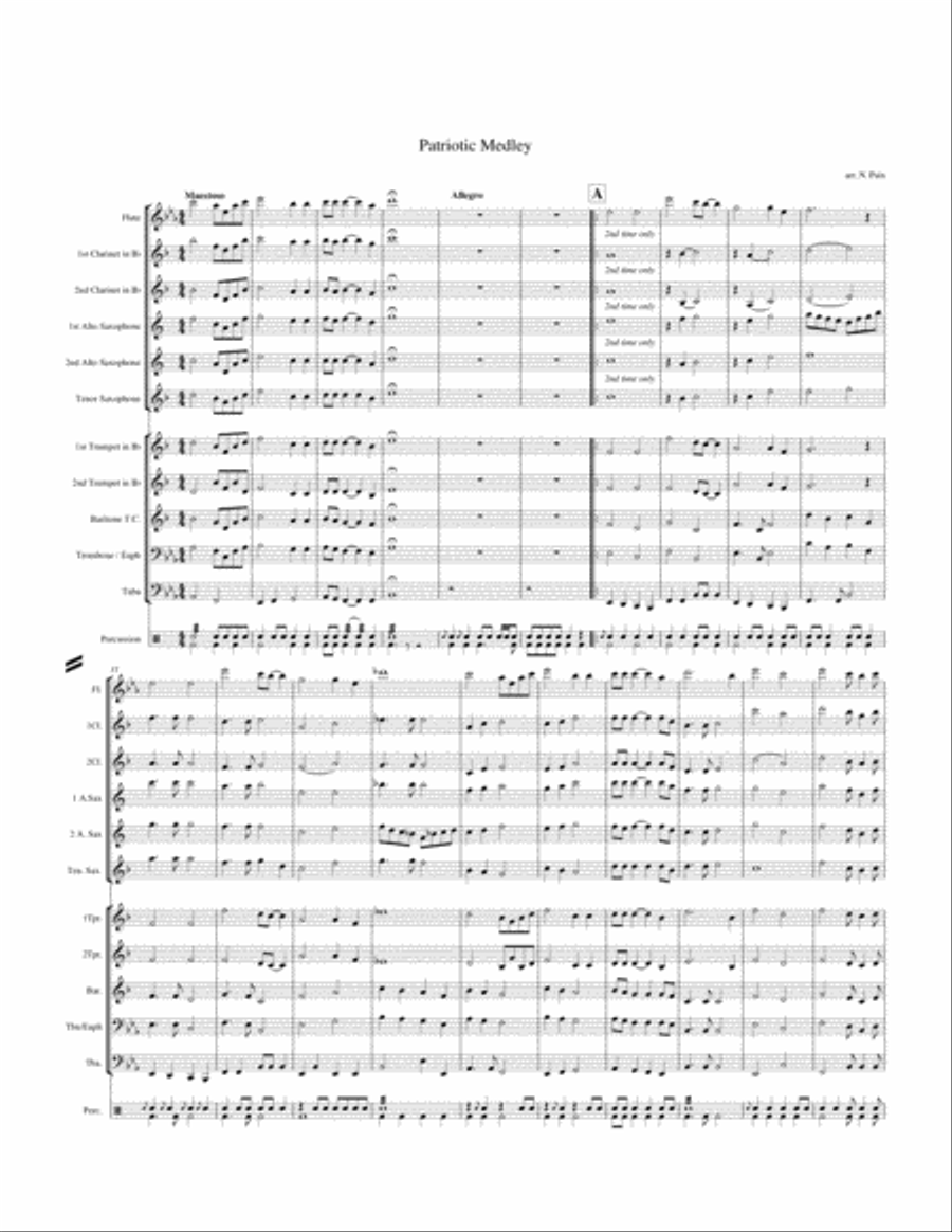 Patriotic Medley Marching Band scores gallery preview page 1