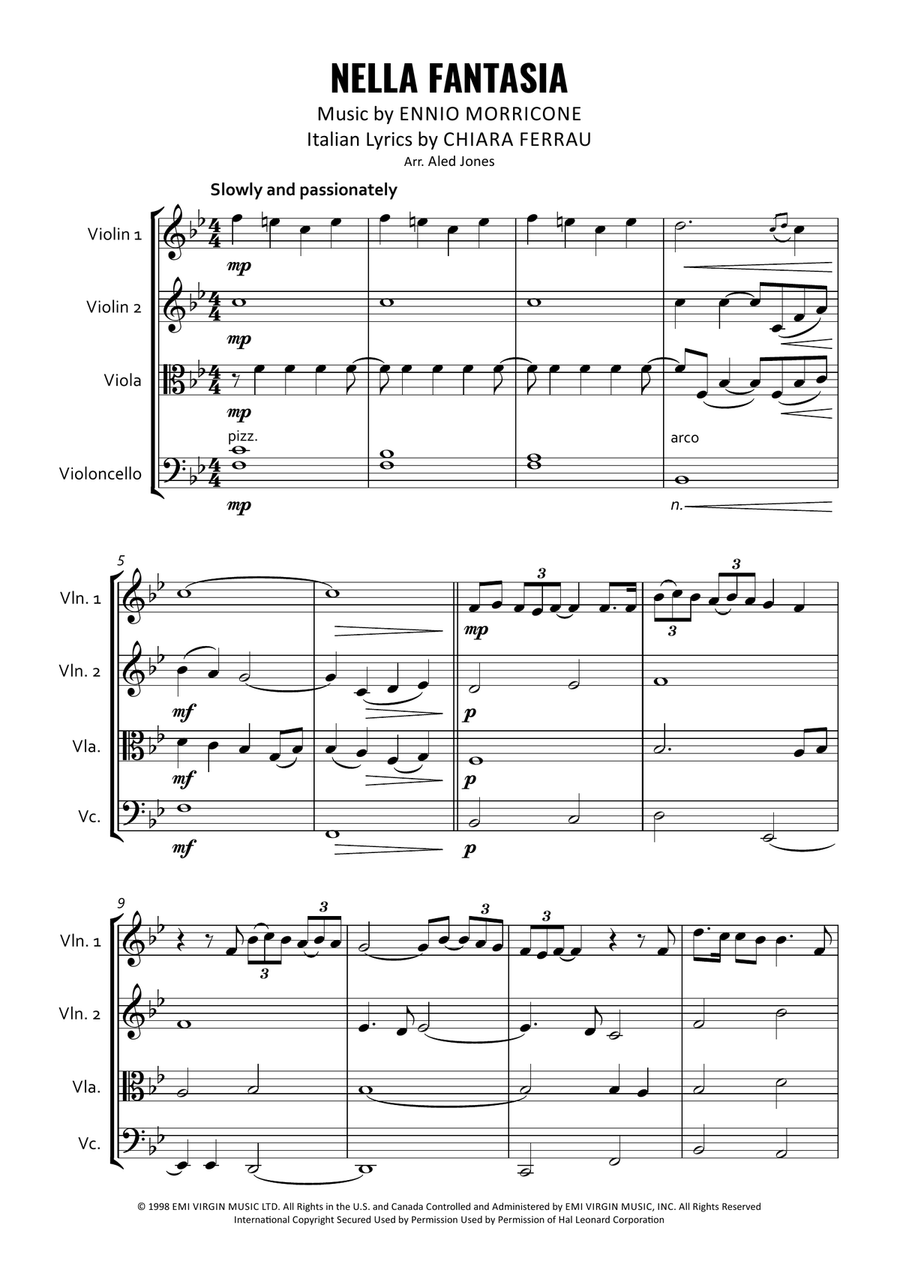 Nella Fantasia String Quartet scores gallery preview page 1