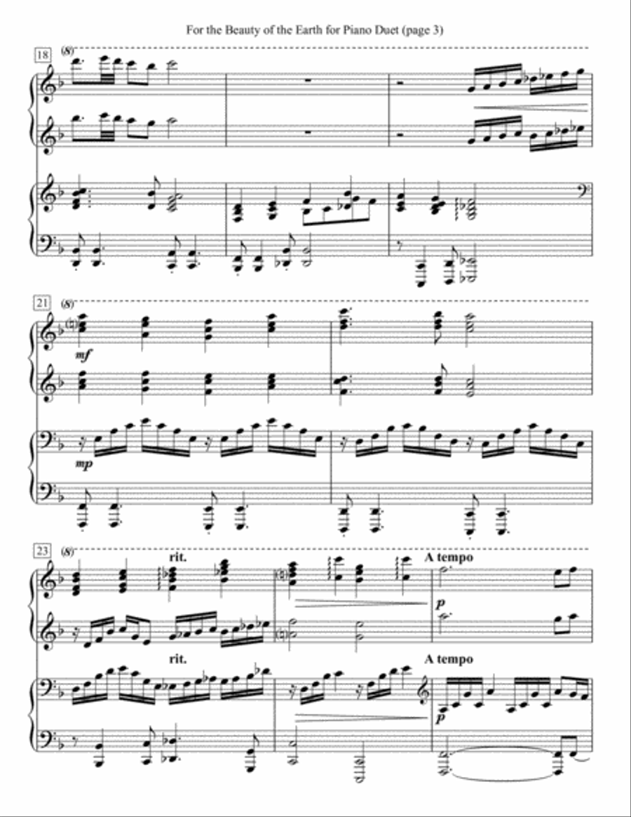 For the Beauty of the Earth for Piano Duet 1 Piano, 4-Hands scores gallery preview page 3