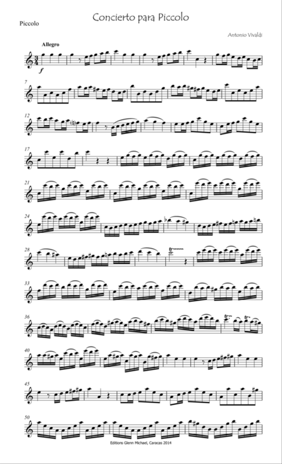 Vivaldi, Concerto for piccolo & strings String Orchestra scores gallery preview page 2