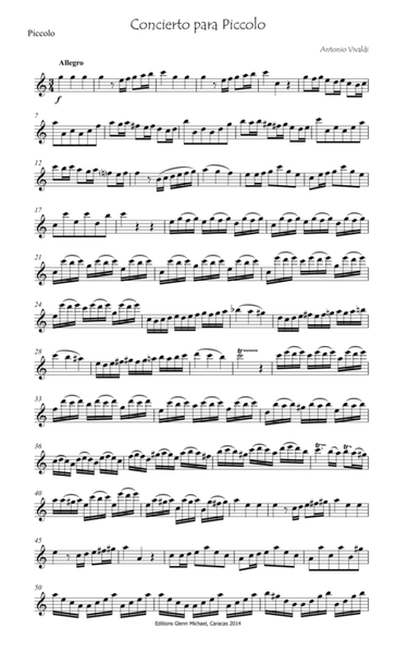 Vivaldi, Concerto for piccolo & strings image number null