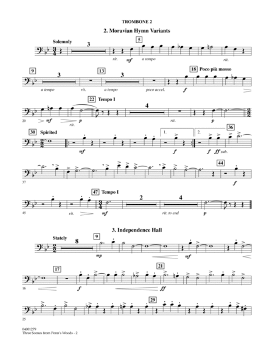 Three Scenes From Penn's Woods - Trombone 2 Concert Band scores gallery preview page 2