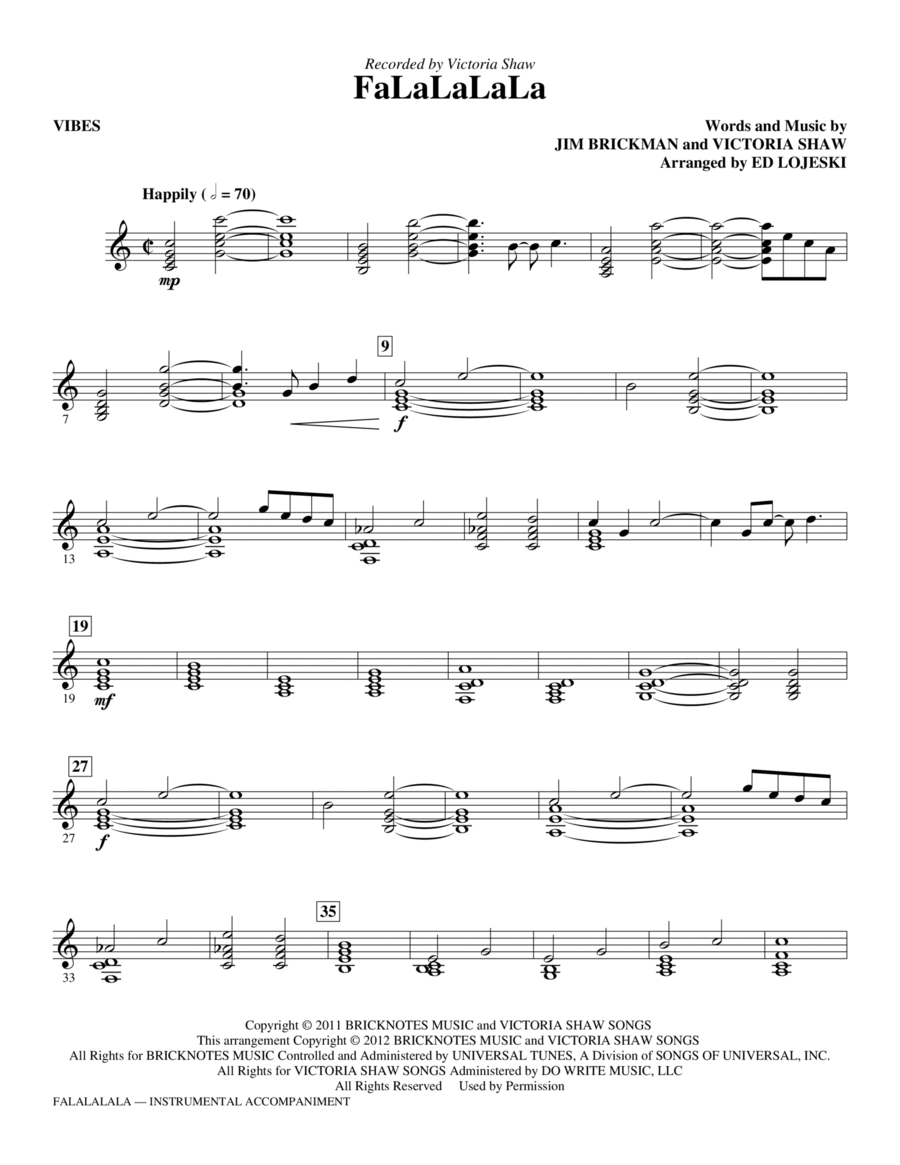 FaLaLaLaLa - Vibes FaLaLaLaLa - Vibes Choir scores gallery preview page 1